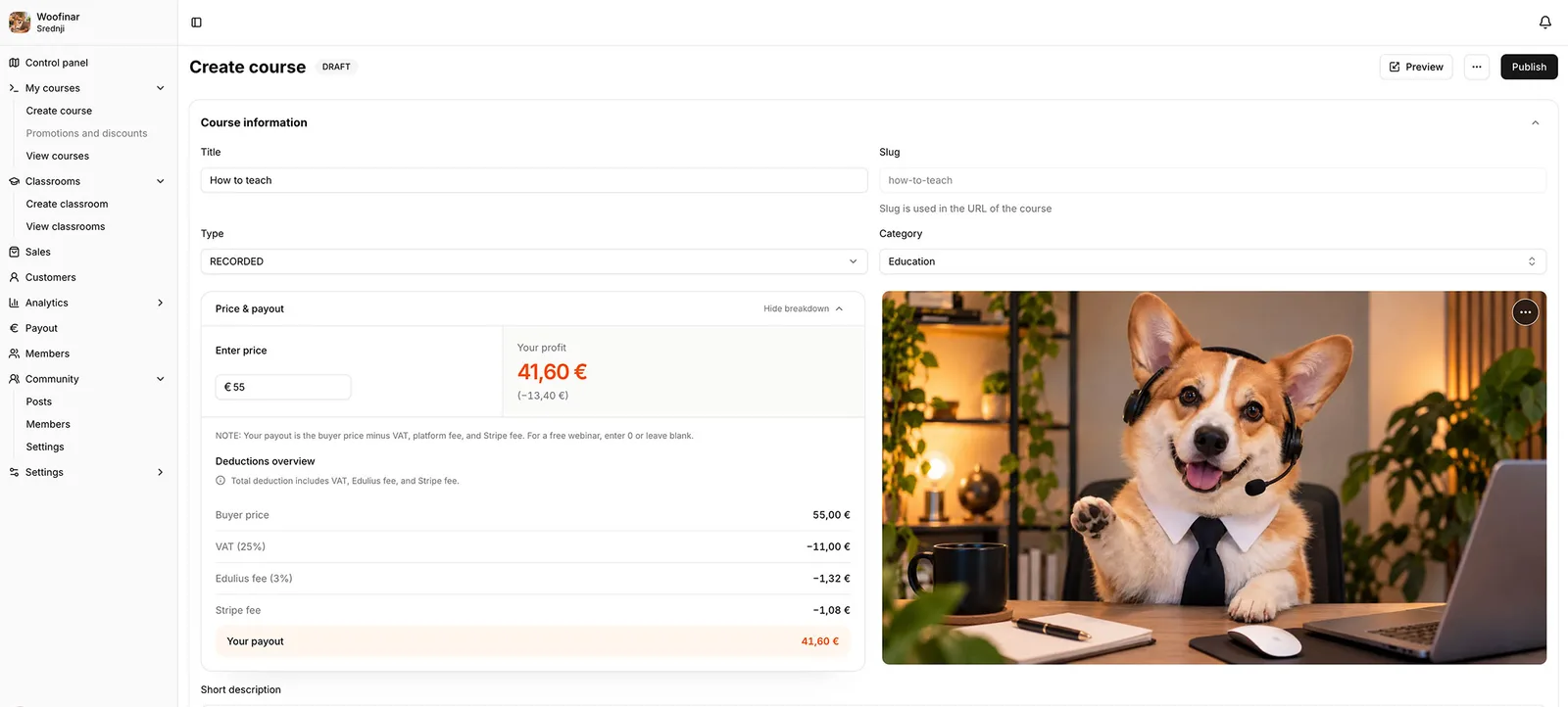 Edulius website preview