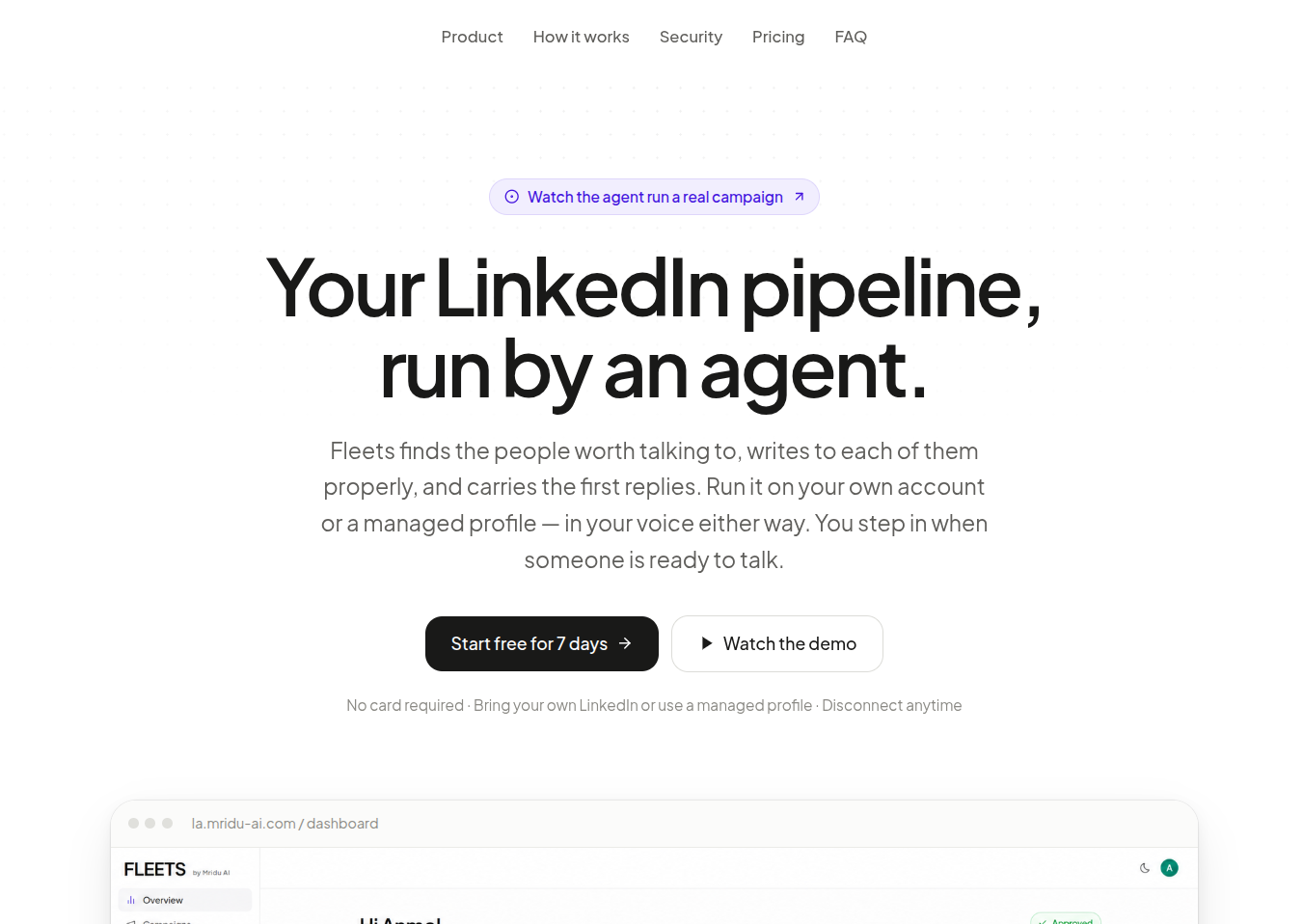 Fleets by Mridu AI website preview