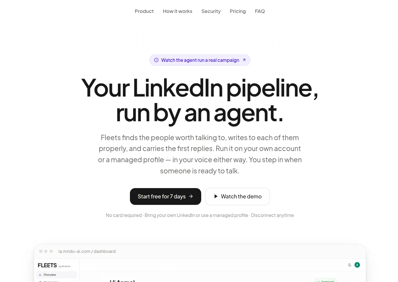 Fleets by Mridu AI website preview